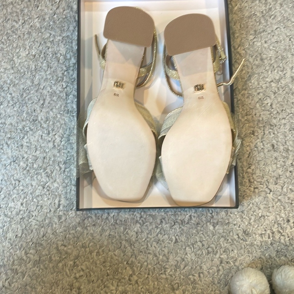 Gold Glitter Block Heel Sandals - Picture 3 of 9